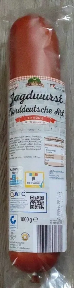 Jagdwurst Norddeutsche Art