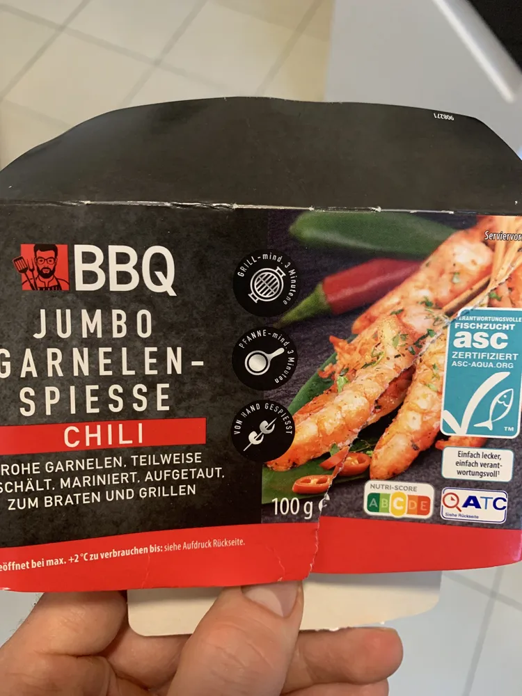BBQ Jumbo Garnelenspieße Chili