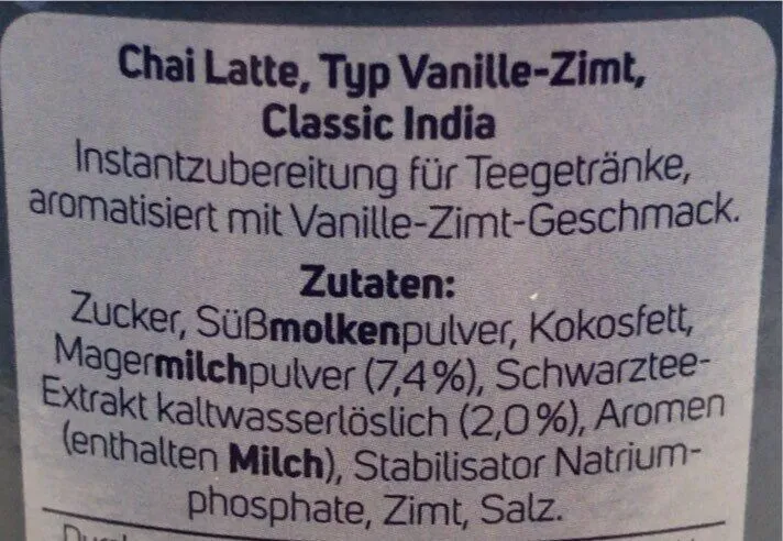 Chai latte typ vanille-zimt classic india