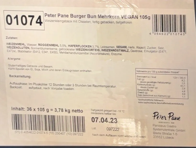 Peter pane burger mehrkorn vegan