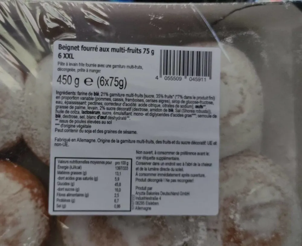 Beignet fourré aux multi-fruits
