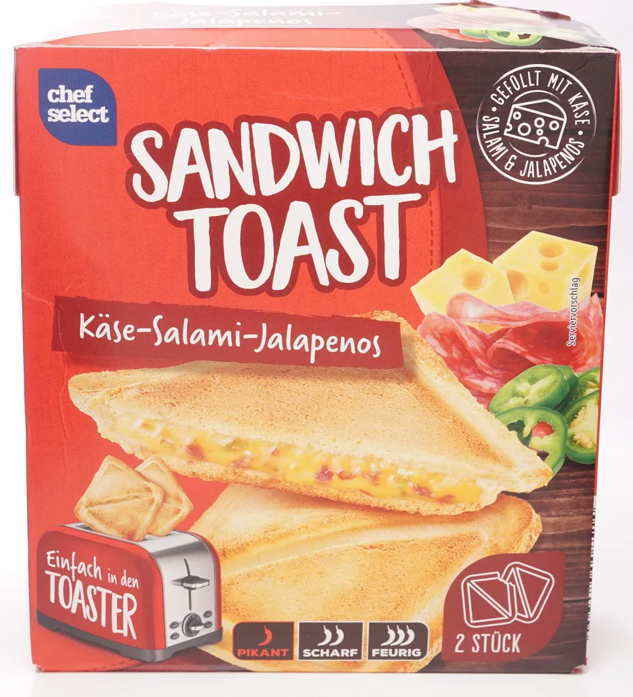 Sandwich Toast Käse-Salami-Jalapenos