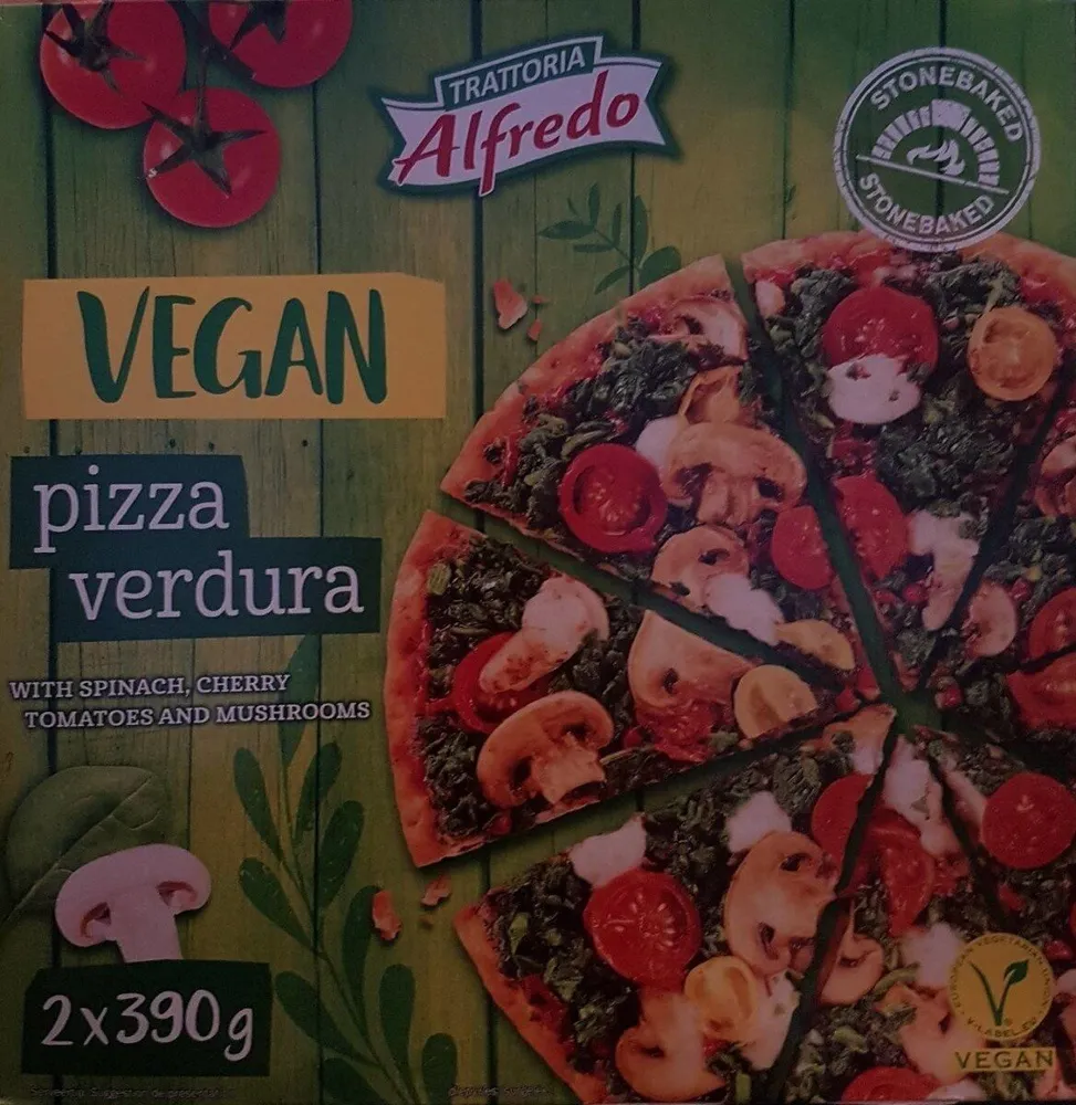 Pizza veggie spinach, cherry tomatoes and mushrooms