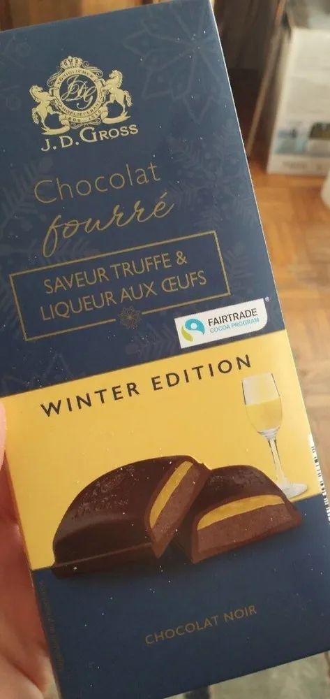 Chocolat fourré saveur truffe et liqueur aux oeufs