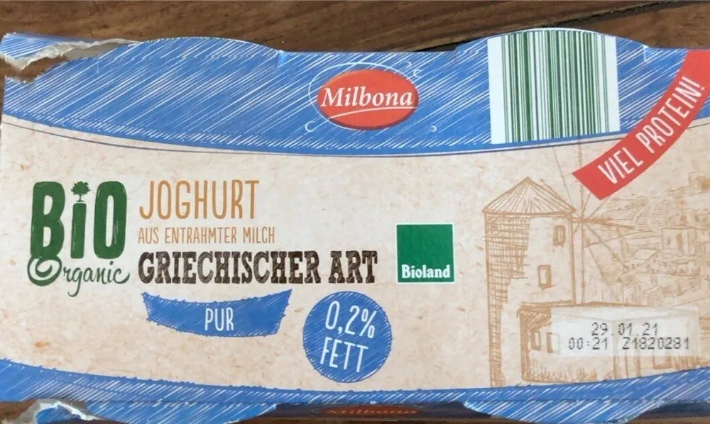 JOGHURT AUS ENTRAHMTER MILCH GRIECHISCHER ART