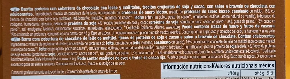 Protein Bar sabor a Brownie