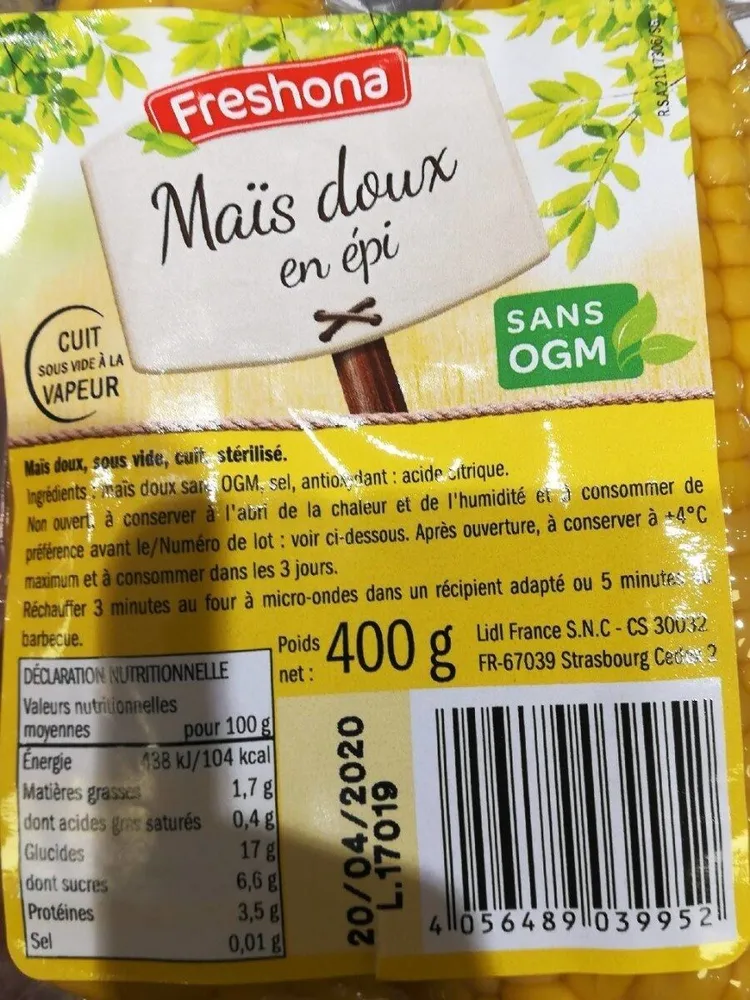 Mais doux en epi