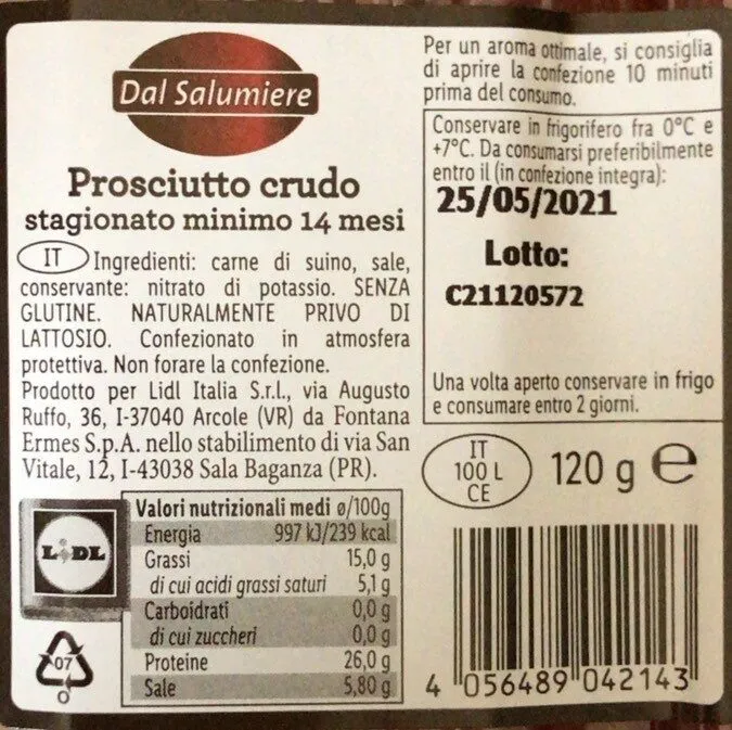 Prosciutto crudo stagionato