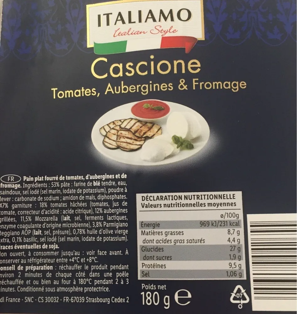 Cascione tomates aubergines fromage