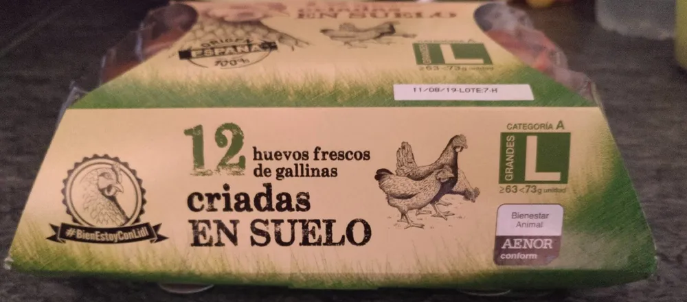 12 huevos frescos de Gallinas criadas en suelo
