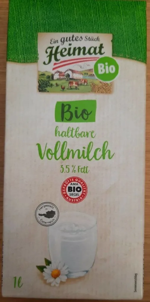 Bio haltbare Vollmilch 3,5% Fett