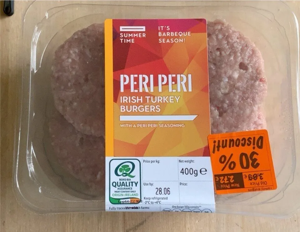 Peri Peri irish turkey burgers