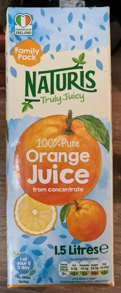 100% Orange juice from concentrate