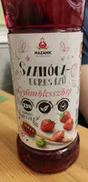Szamóca-egres ízű vegyes gyümölcsszörp cukorral és mézzel. Feketerépával színezve.