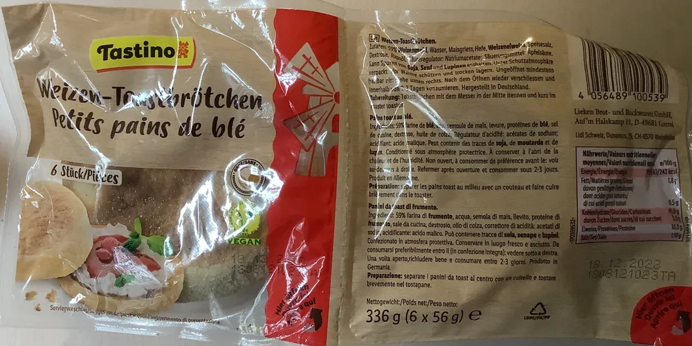 Weizen Toastbrötchen