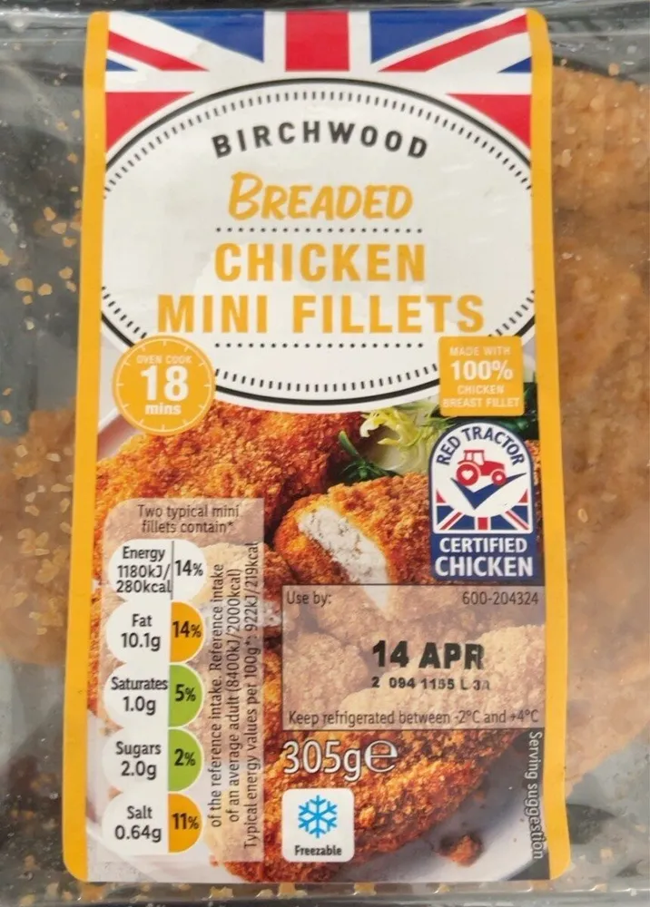 Breaded chicken mini fillets