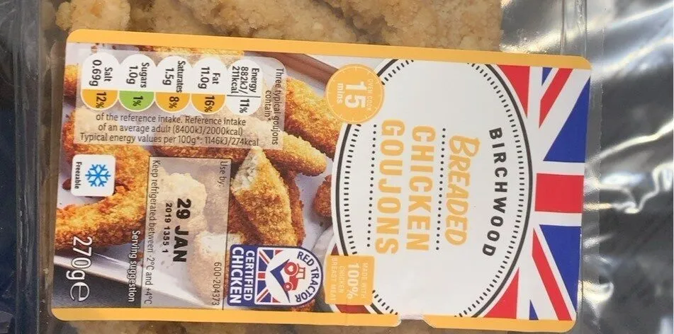 Breaded chicken goujons