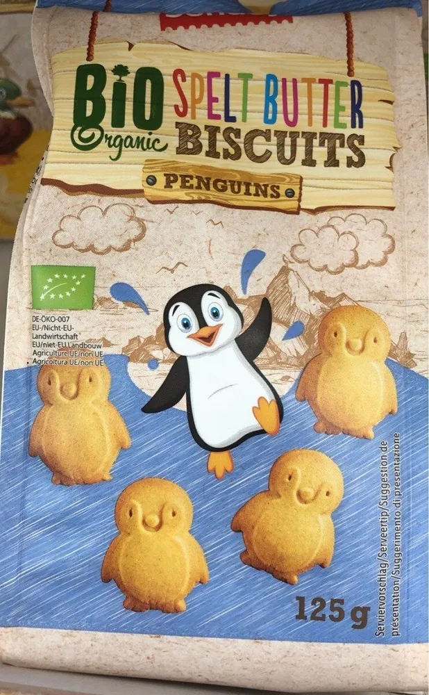 Spelt butter biscuit penguins