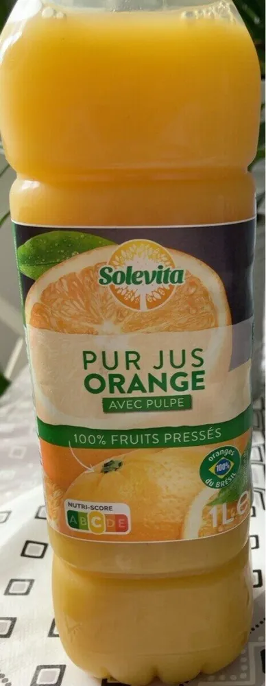 Pur jus orange avec pulpe