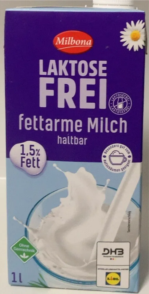 Laktosefreie, fettarme Milch haltbar 1,5%