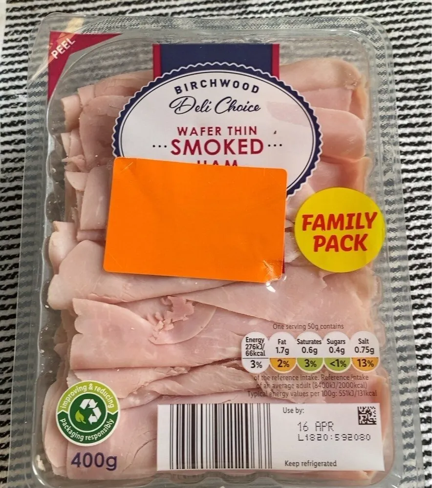 Wafer thin smoked ham