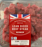 Lean diced beef steak