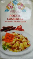 Potato Casserole with spicy smoked salami