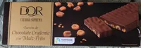 Turrón de chocolate crujiente con maíz frito