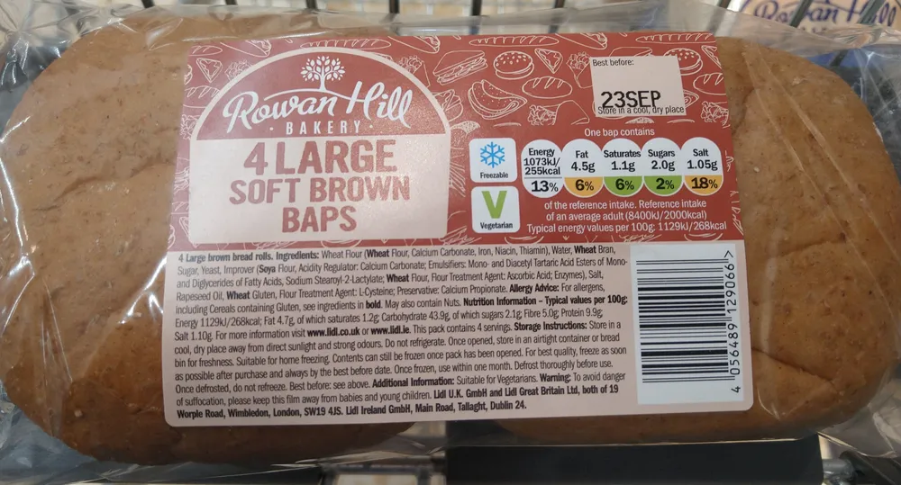 4 large soft brown rolls