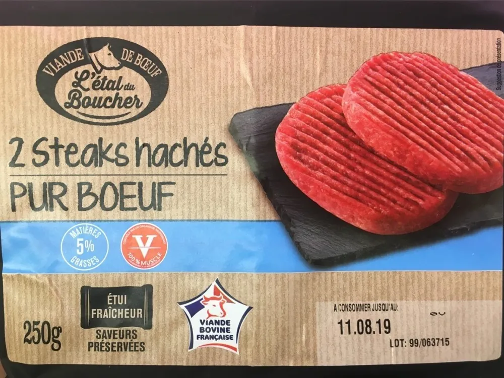 2 steak haches pur boeuf