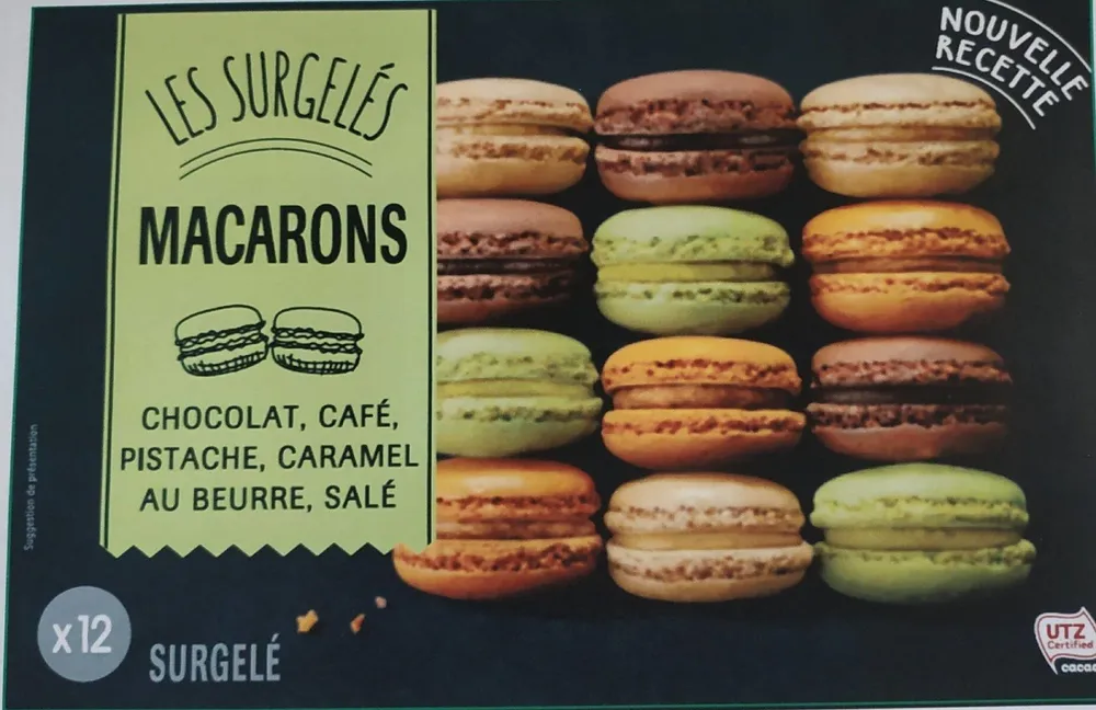 Macarons Les Surgelés Chocolat, Café, Pistache, Caramel