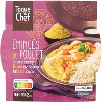 Emincés de poulet sauce curry & son riz basmati