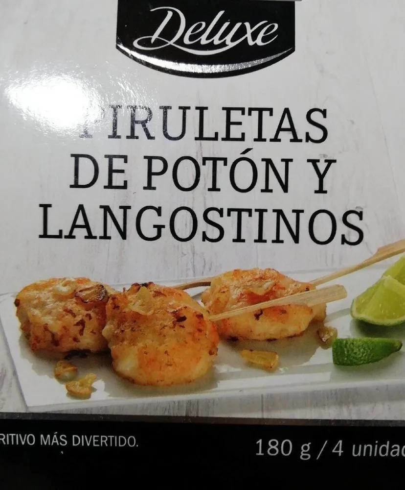 Piruletas de poton y langostinos
