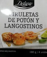 Piruletas de poton y langostinos