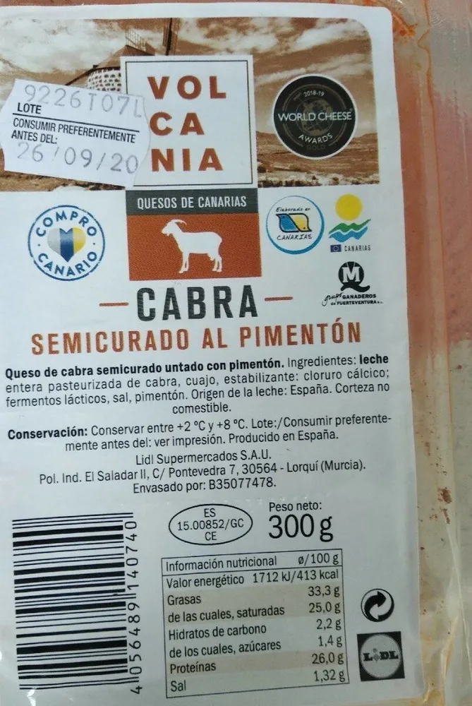 Quesos de Canarias de cabra semicurado al pimentón