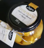 Greek green olives with almonds and peppers