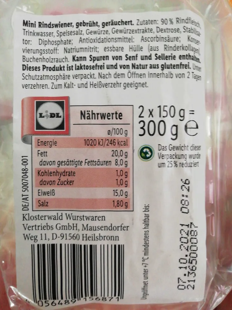 Mini Rindswiener, gebrüht