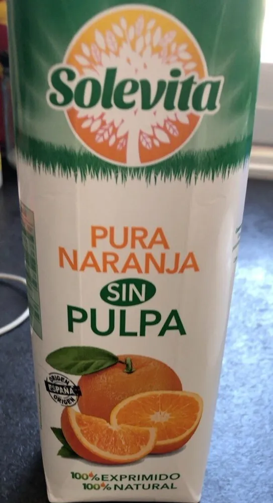 Zumo naranja sin pulpa