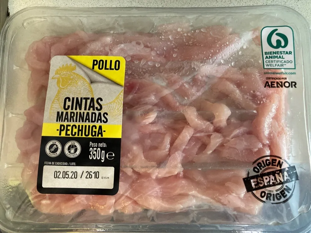 Cintas marinadas de pechuga de pollo