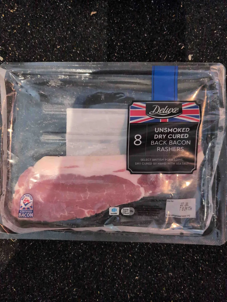Unsmoked dry cured bacon rashers