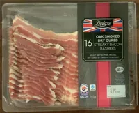 Oak smoked dry cured streaky bacon rashers