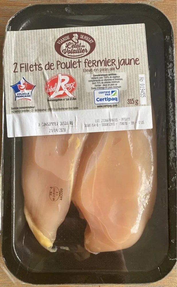 2 filets de poulet fermier jaune