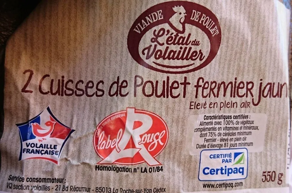 2 Cuisses de Poulet fermier jaune