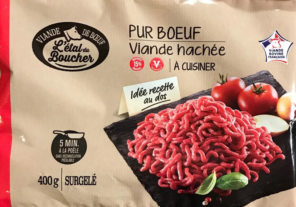 Viande hachée pur boeuf 15% matière grasse