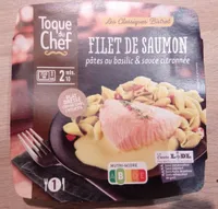 Saumon pâtes au basilic et sauce citronnée