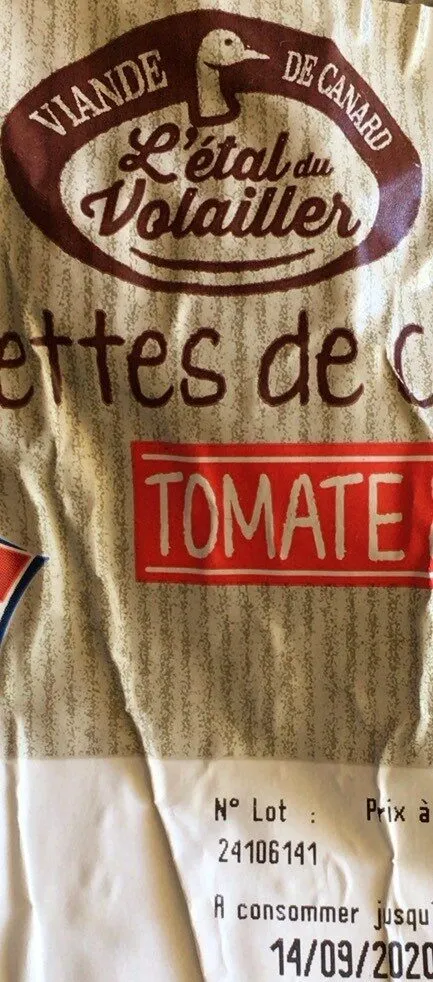 Aiguillettes de canard marinées tomate basilic, crues
