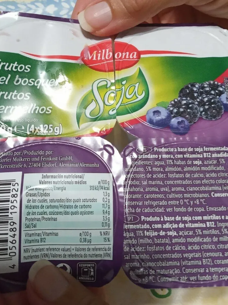 Yogur de soja de frutos del bosque