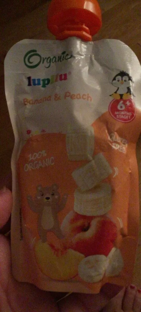 Organic banana and peach pouch