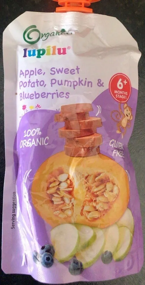 Organic  apole, sweet potsto, pumpkin and blueberries