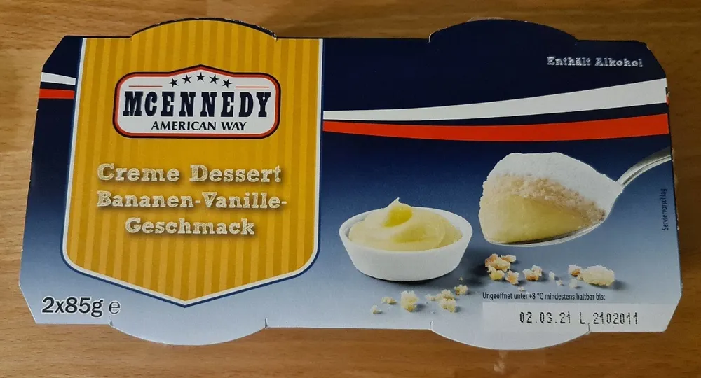 LIDL MCennedy Creme Dessert Bananen Vanille Geschmack